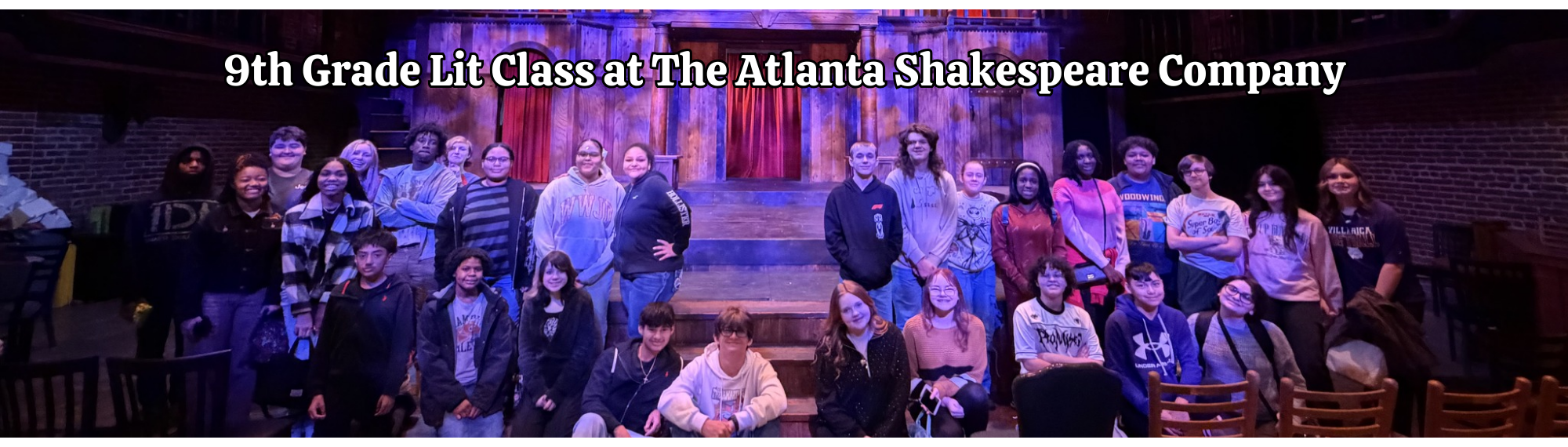 9th Grade Lit Class at The Atlanta Shakespeare Company: Photo of students in front of stage.