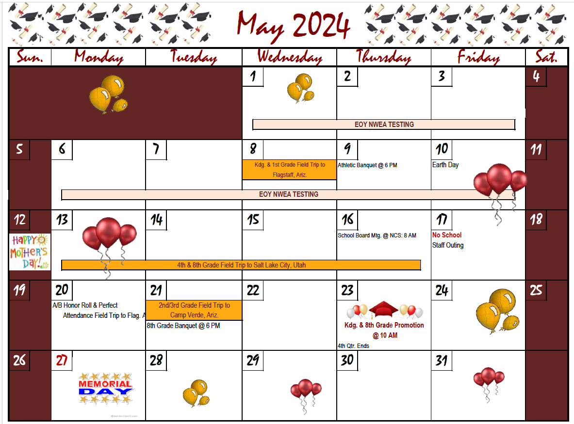 Activity Calendar May 2024