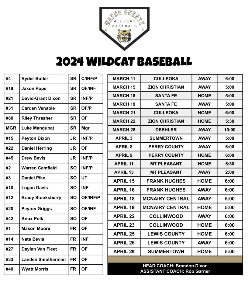 Baseball Roster & Schedule