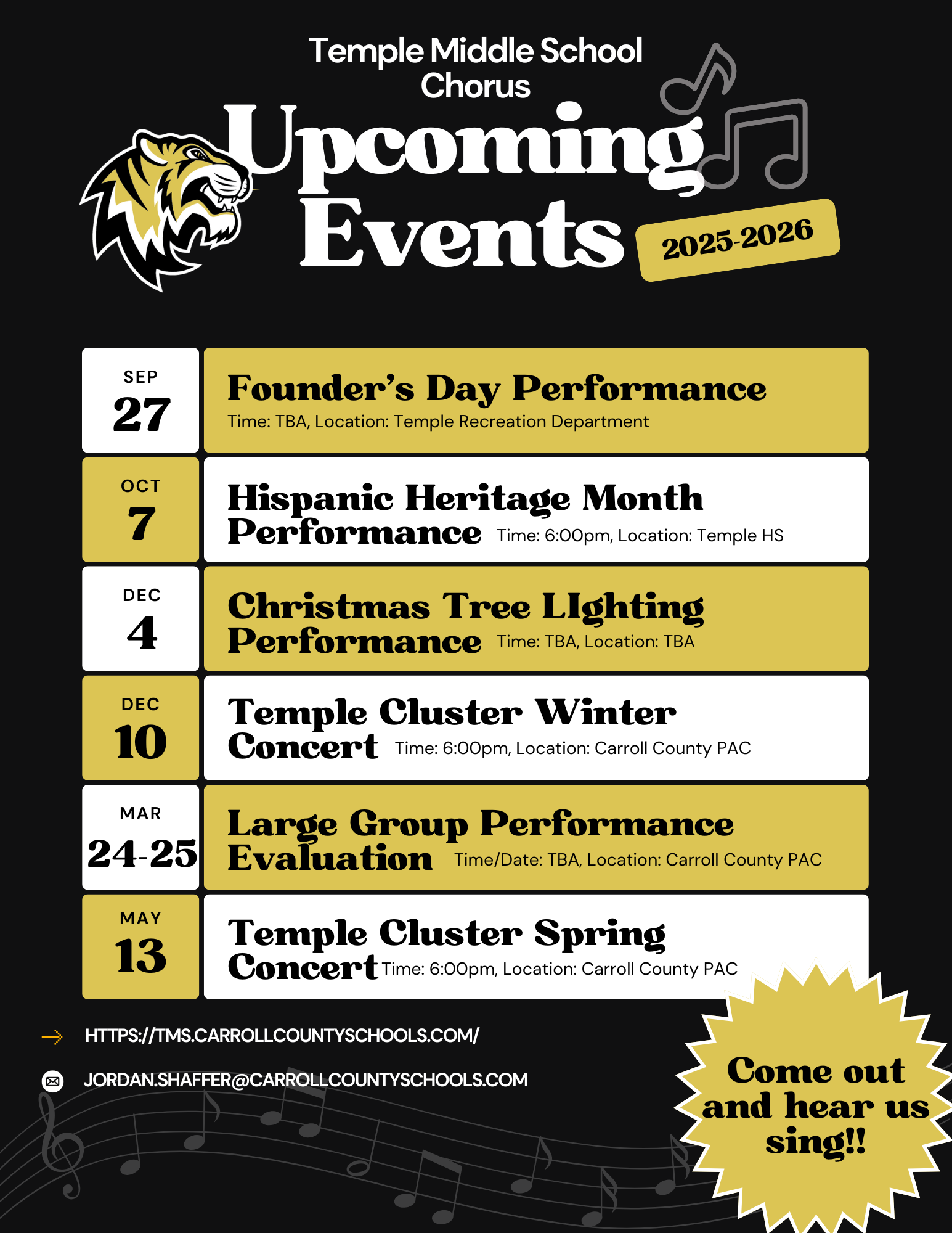 Fine Arts Season Calendar