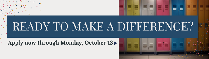 An image with lockers encouraging students to apply by October 13 for SSAT