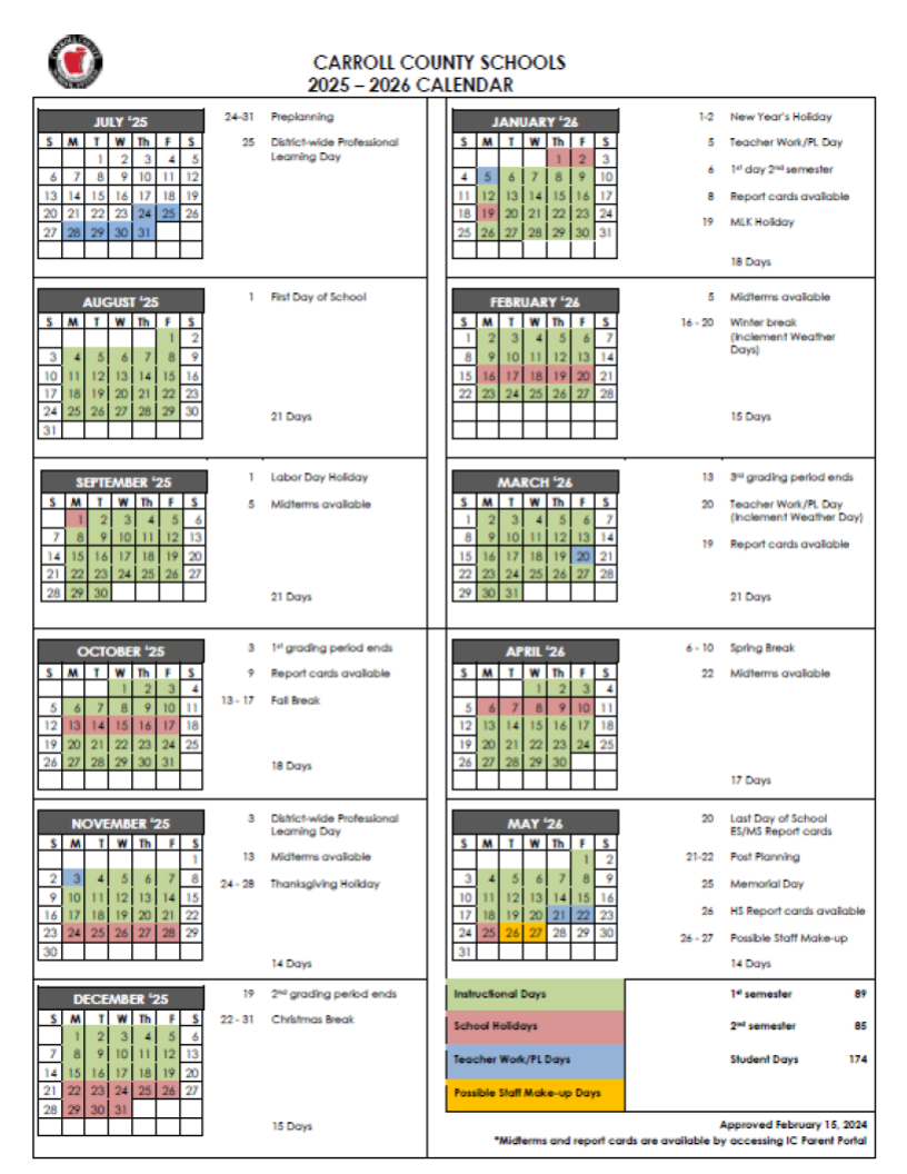 25-26 School calendar