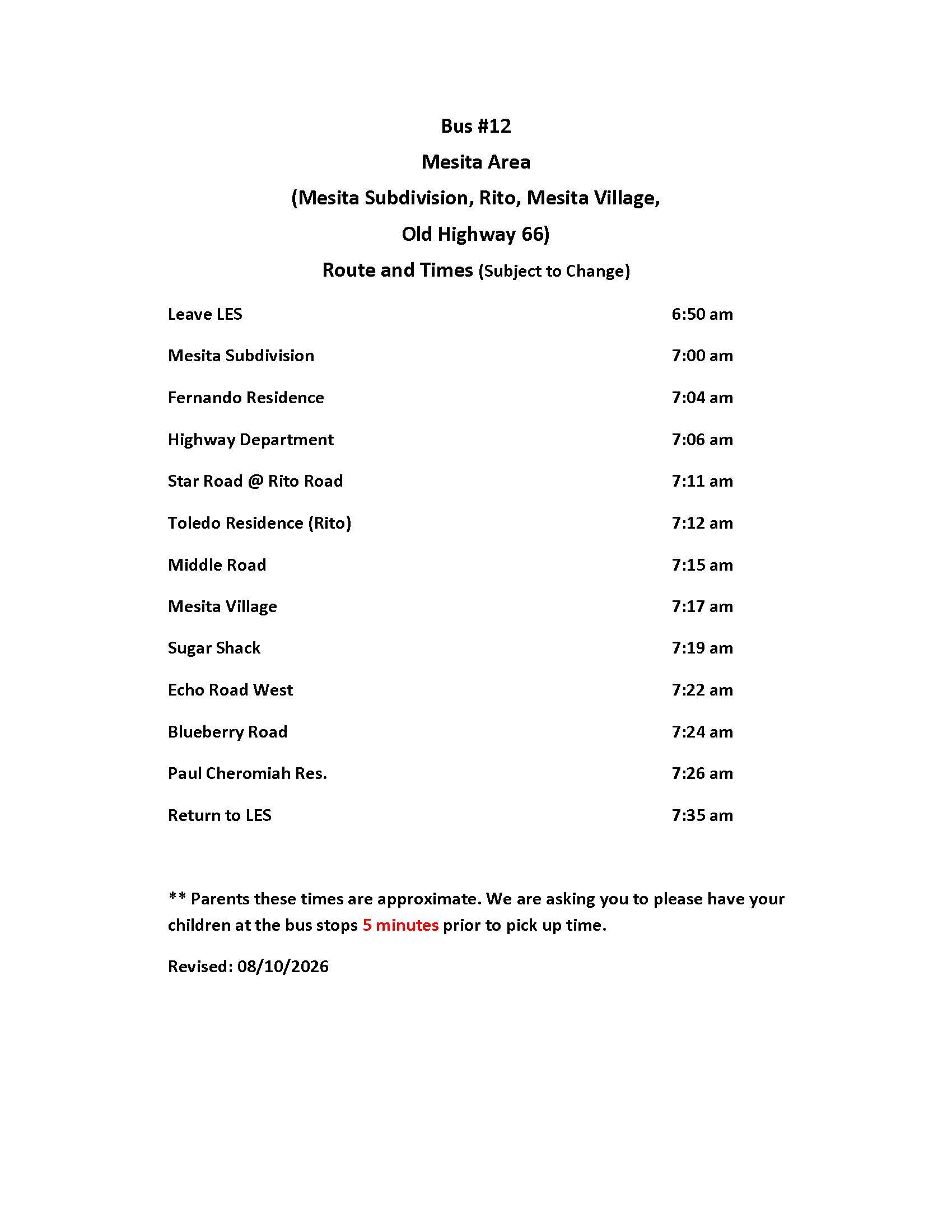 Bus Routes 12