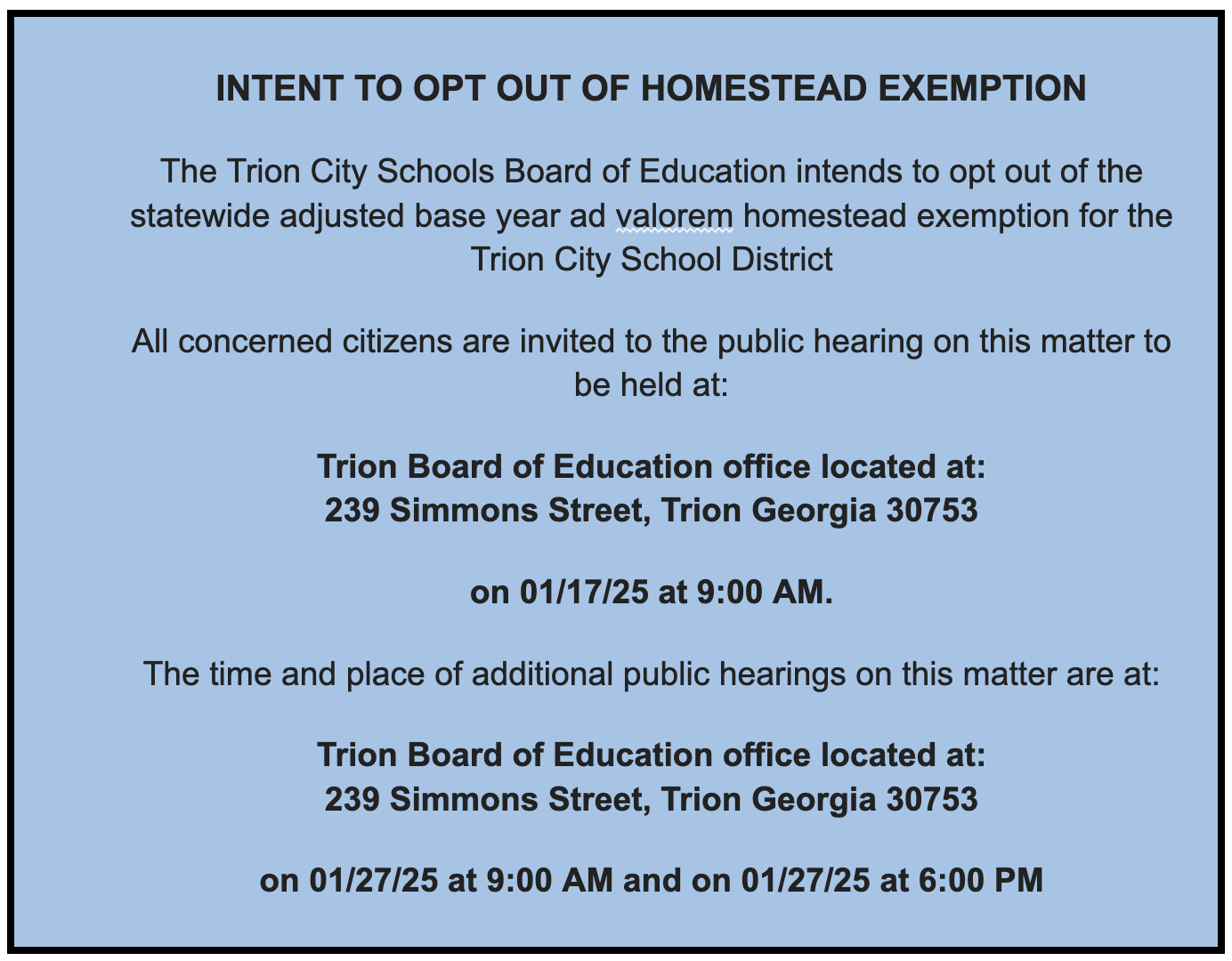 HB581 Intent to Opt Out