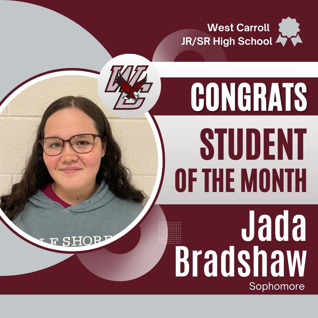 WCHS Congrats Student of the Month - Jada Bradshaw