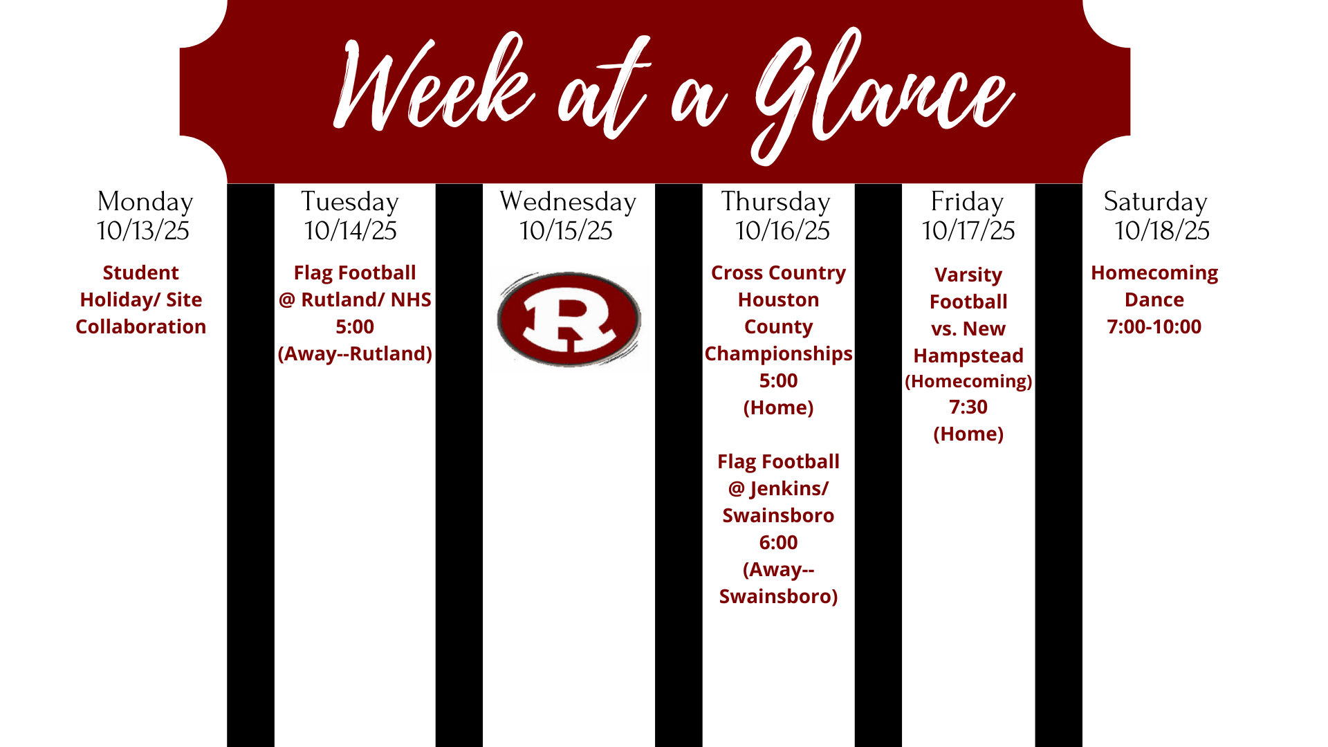 Week at a Glance Oct. 13-Oct. 18