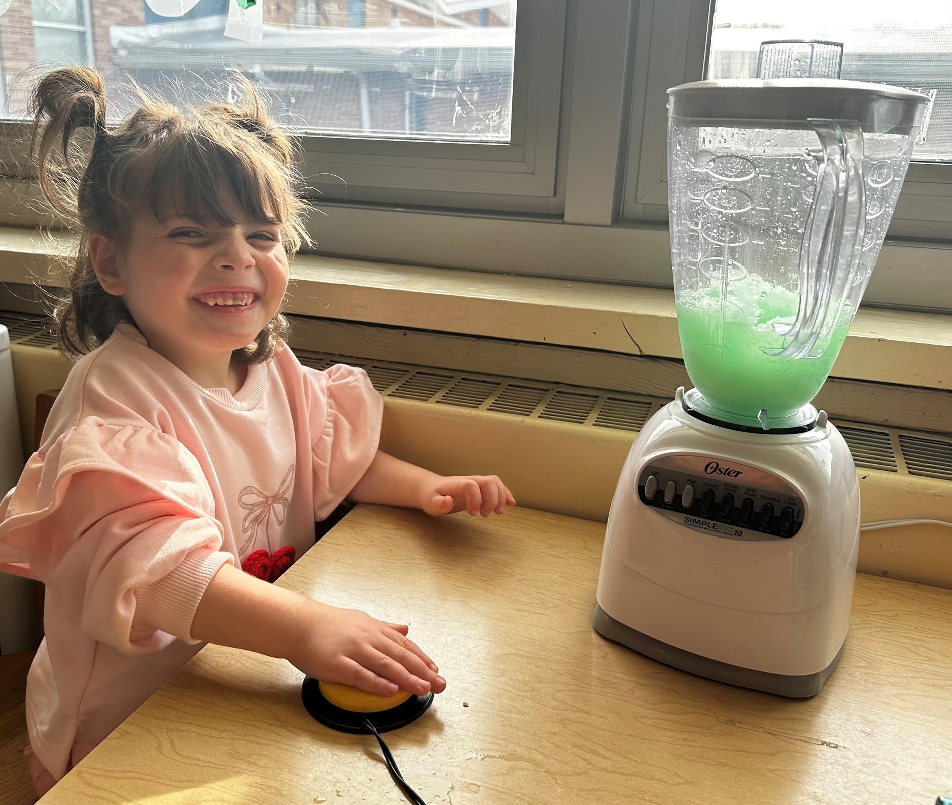 student using blender