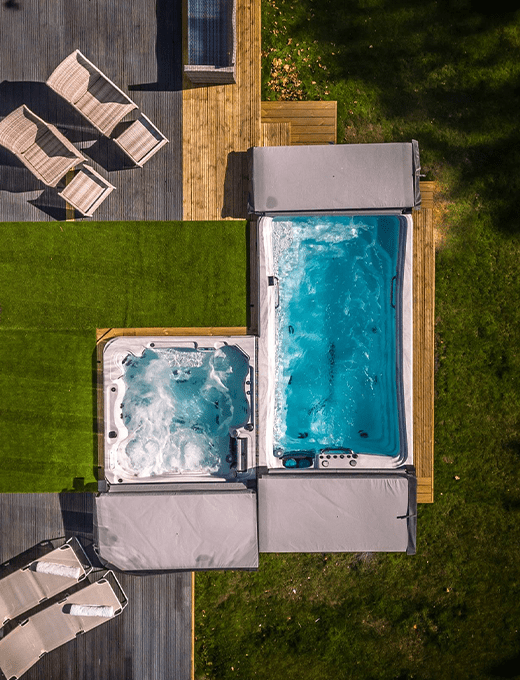 Overhead view of swim spa