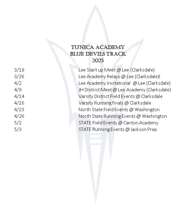 2025 Track Schedule
