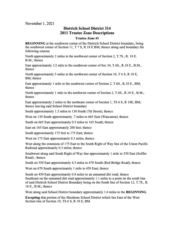 School Board Trustee Zone Map Descriptions