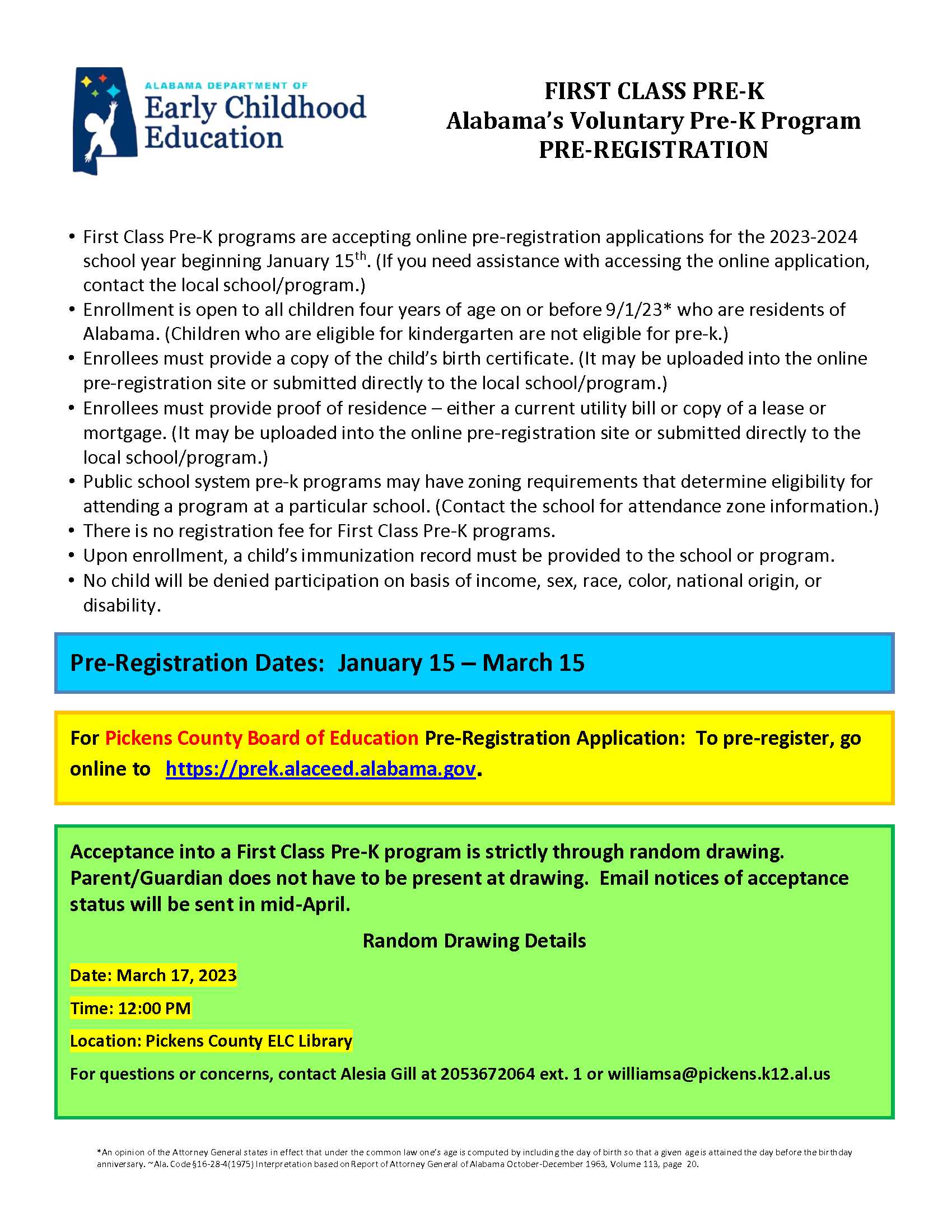 Pickens County Schools' Pre-Kindergarten Program Pickens County Schools' Pre-Kindergarten Program