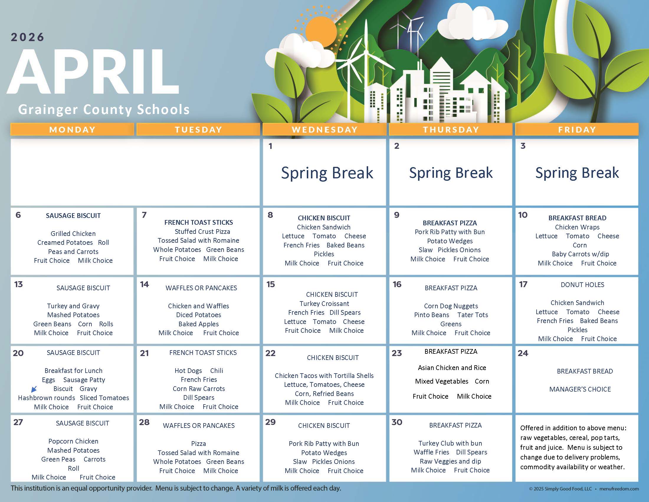 April Menu