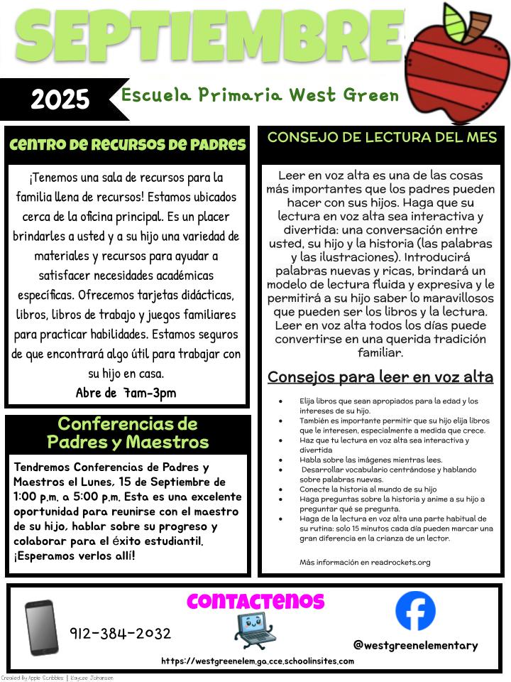 SEPTEMBER SCHOOL NEWSLETTER (SPANISH)