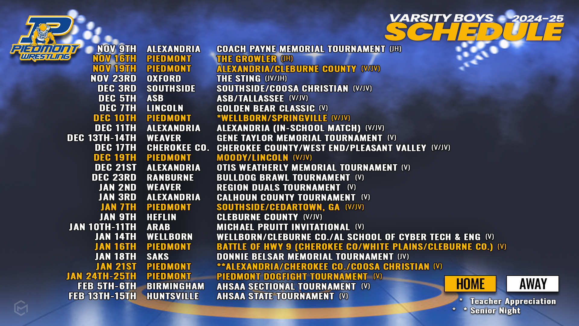 wrestling schedule