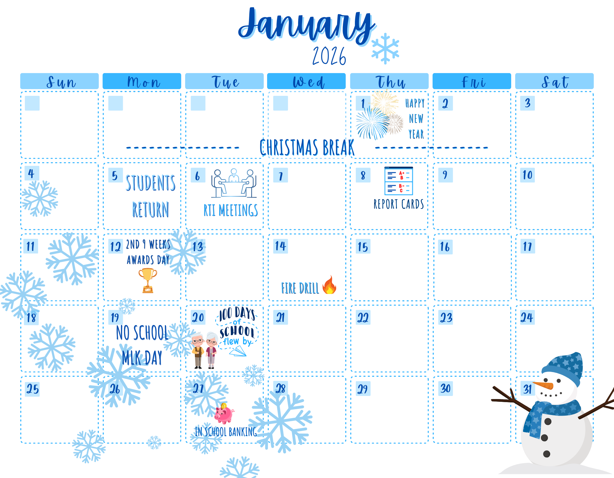 January 2026 Calendar of Events