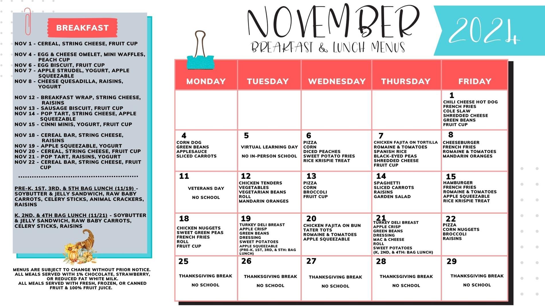 November menu