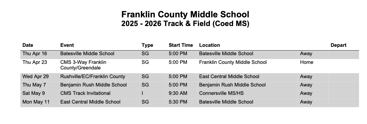 track schedule picture