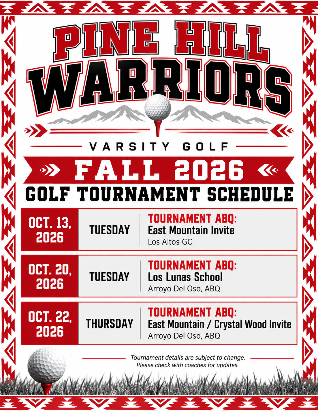 Golf Schedule