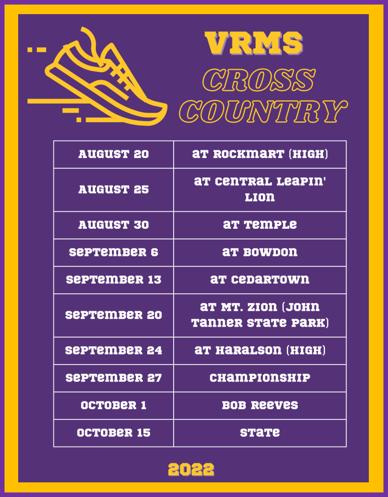 Cross country schedule