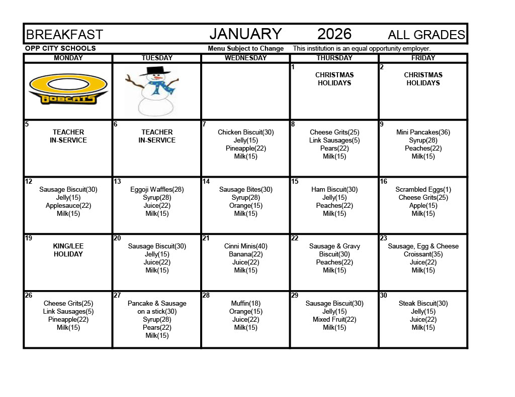 Breakfast January 2026