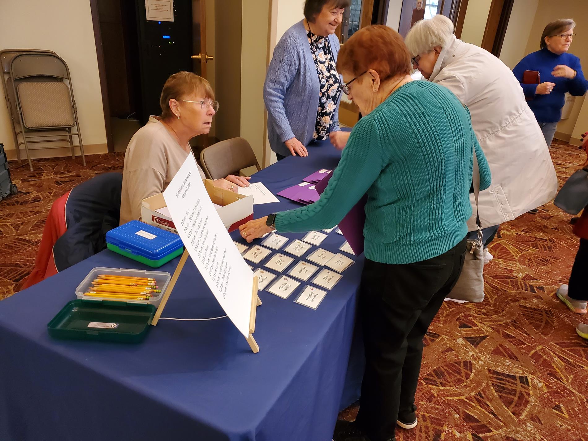 Registration table at the retreat.