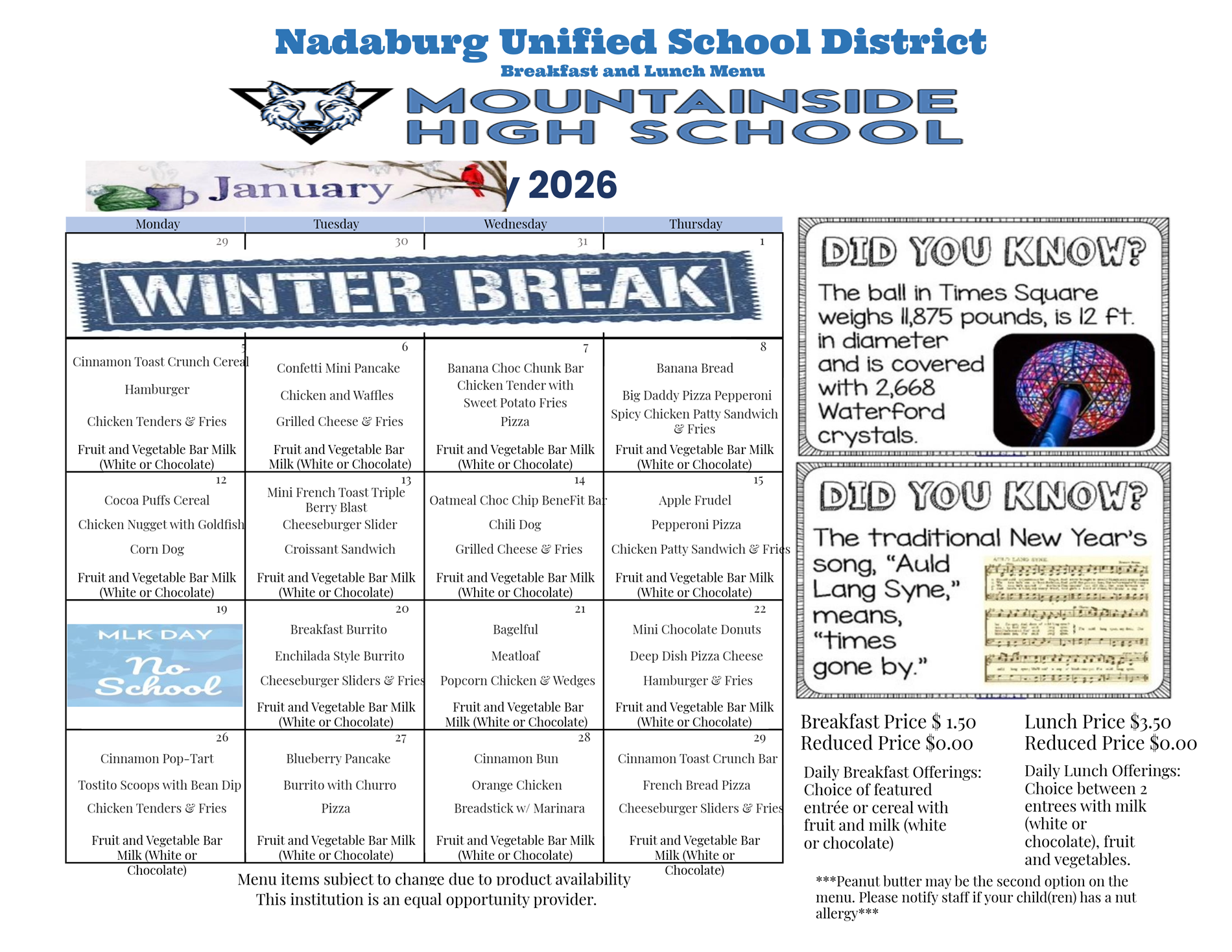 Breakfast/Lunch Menu