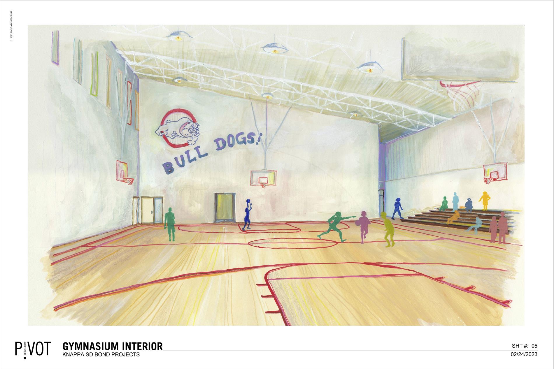 Artist rendition of the interior of the new middle school gym addition