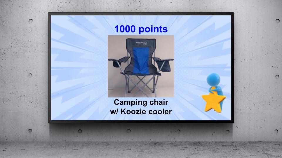 1000 points- Camp Chair with Koozie cooler