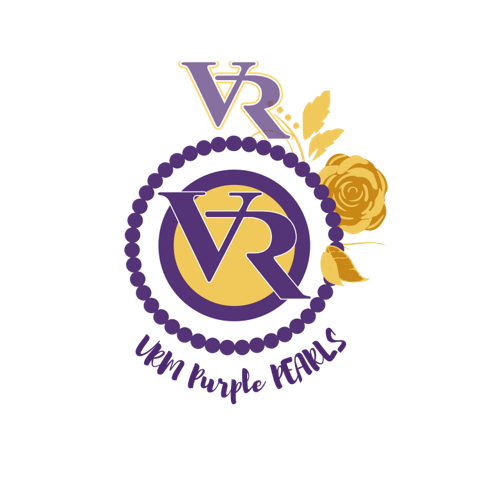 Purple pearls logo of roses and VR