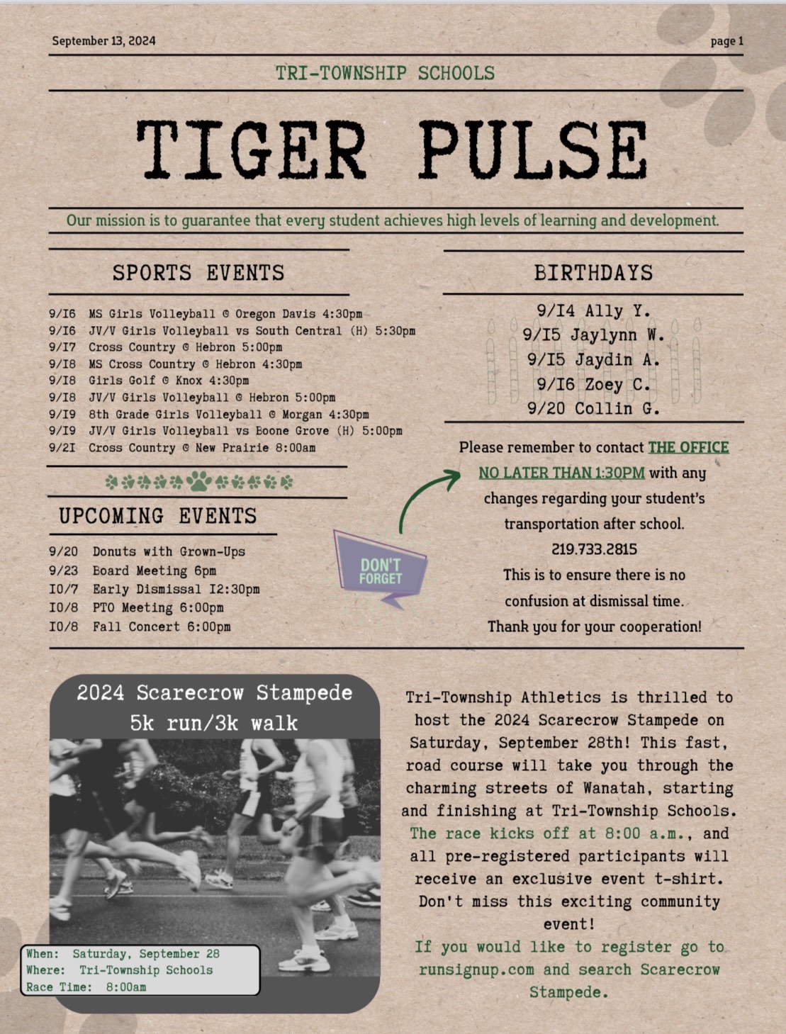 Tiger Pulse Front Page 9/13/24