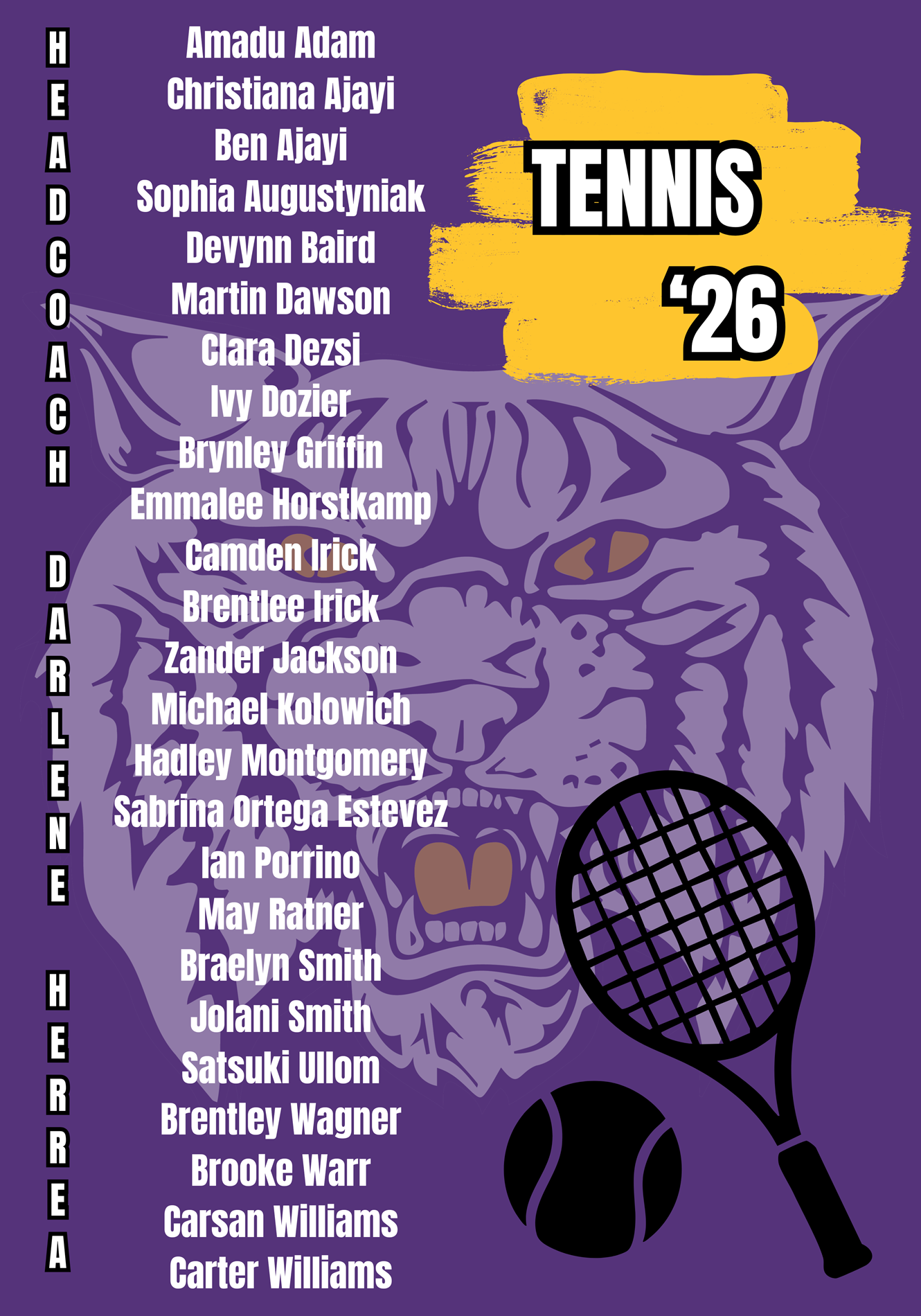 Tennis Team Roster 2026