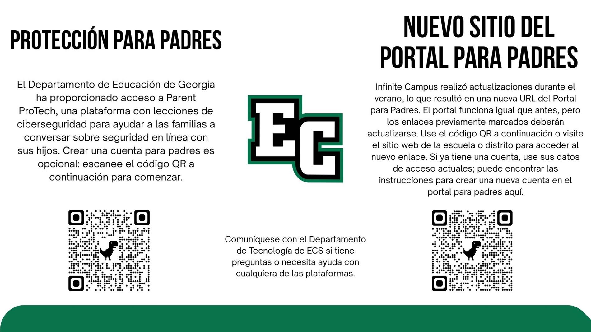 Parent ProTech and New Parent Portal Site Info in Spanish