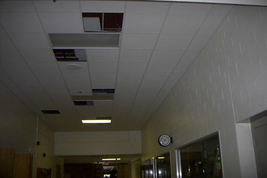 new ceiling tile in main hall