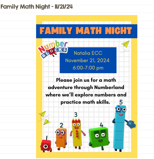 FAMILY MATH NIGHT