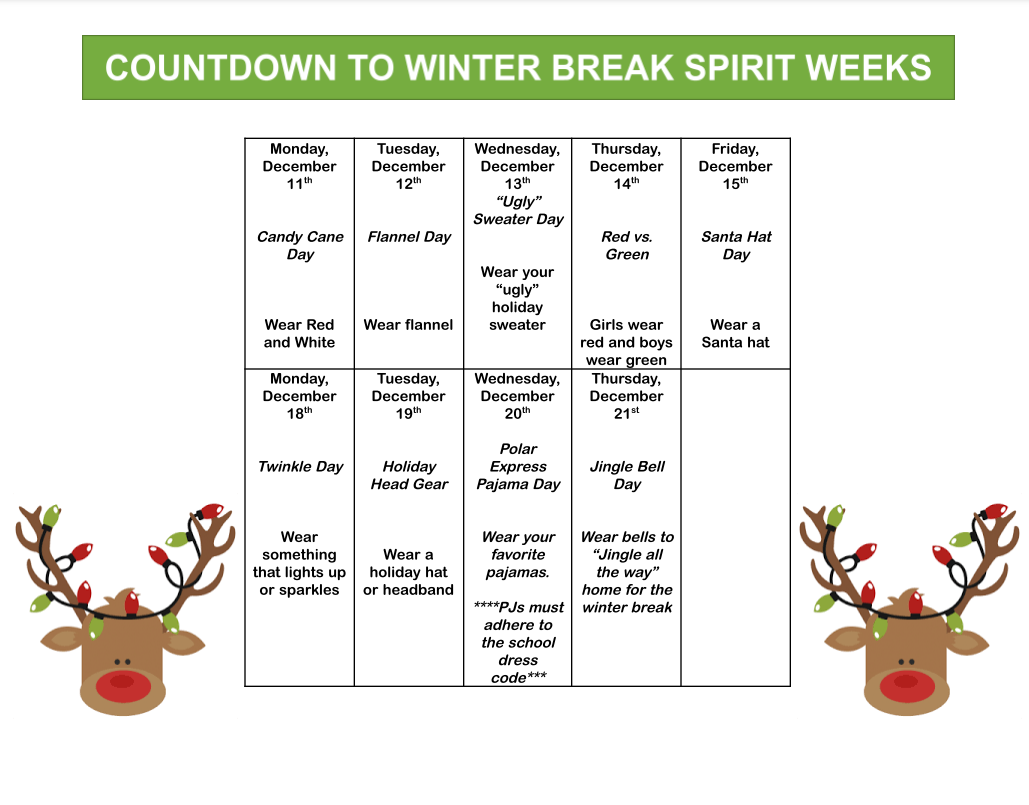 Picture of Spirit Week Calendar