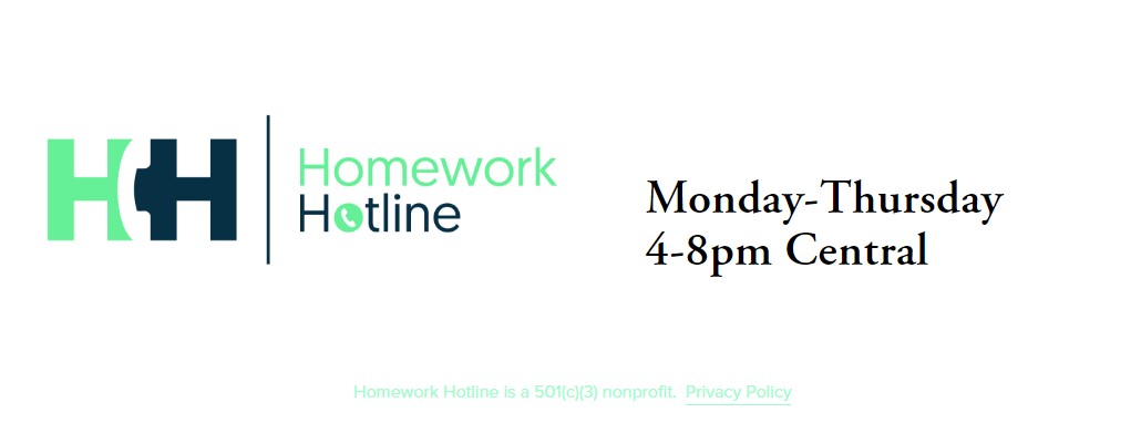 Link to visit the homework hotline for elementary school aged students