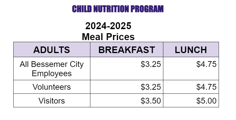 Adult Meal Prices