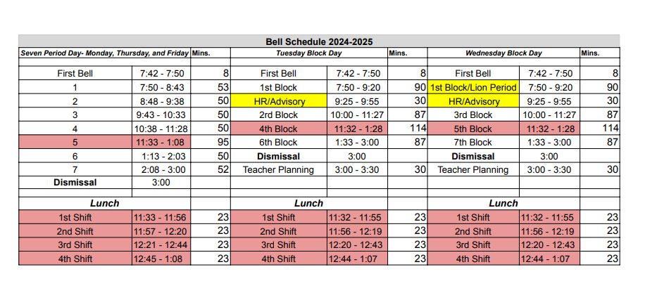 bell schedule