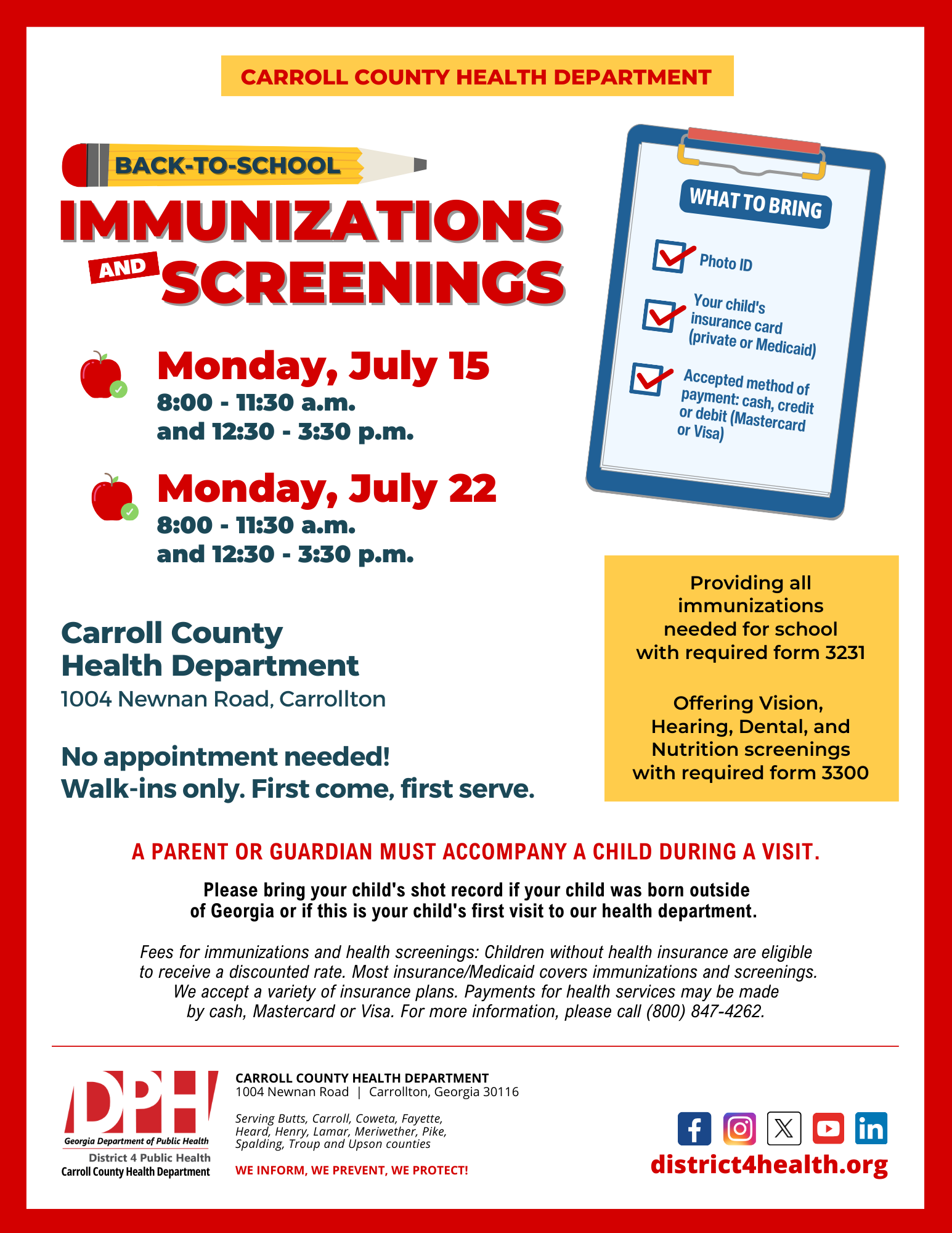 immunization opportunities for students