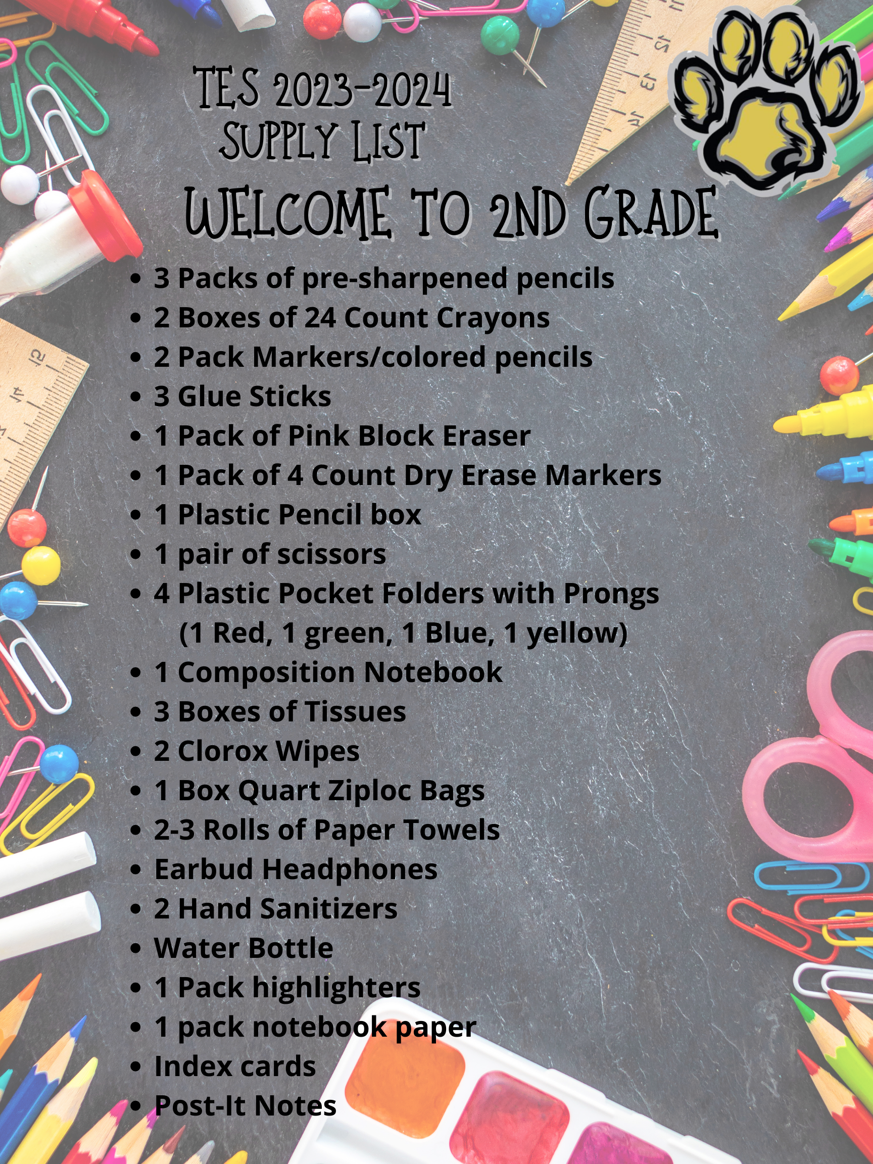2nd Grade Supply List