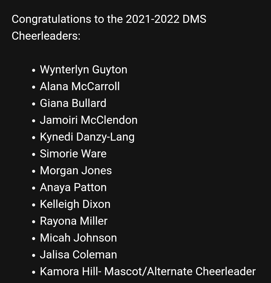 2021-2022 Dunbar Cheer Squad!