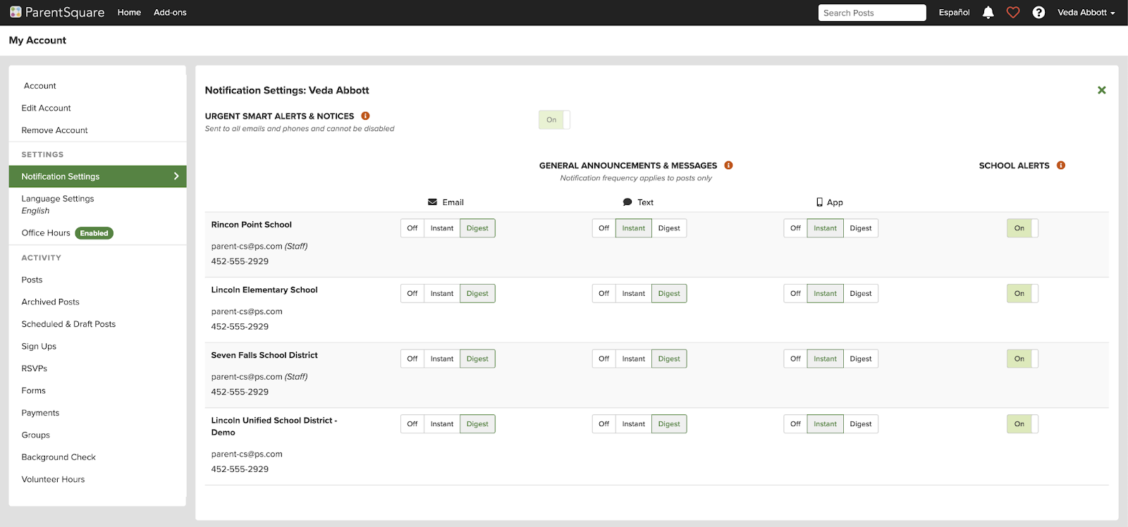 ParentSquare Notification Screen Example of Web Browser ParentSquare Notification Screen Example of Web Browser