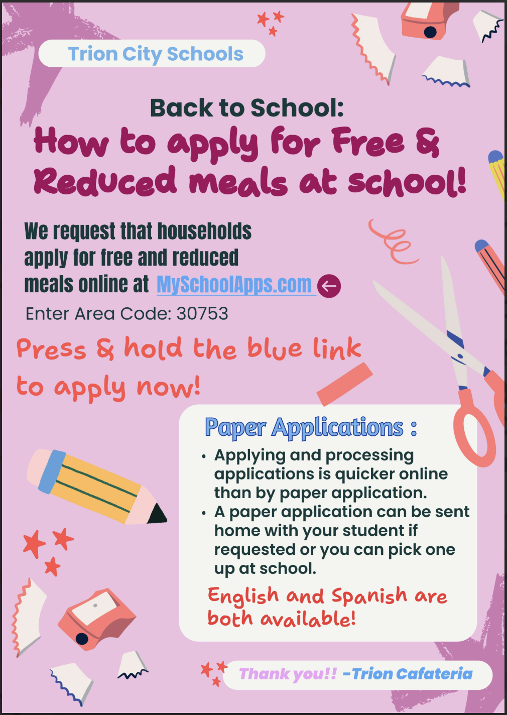 Free and Reduced Meal Application