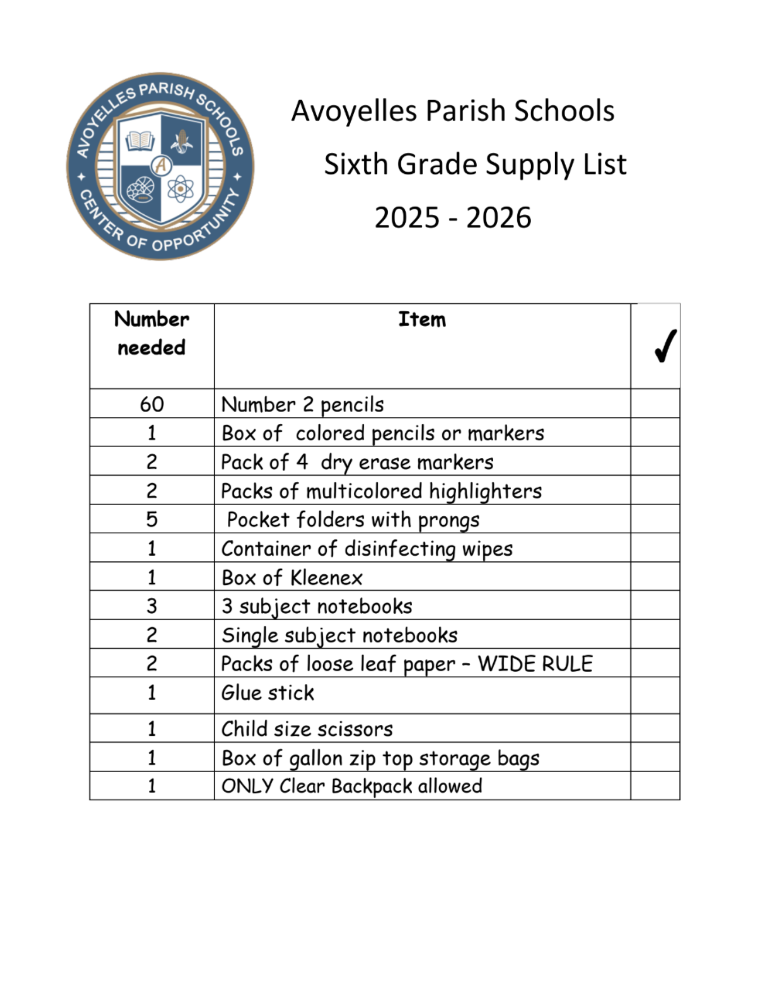 6th Suopply List 25-26