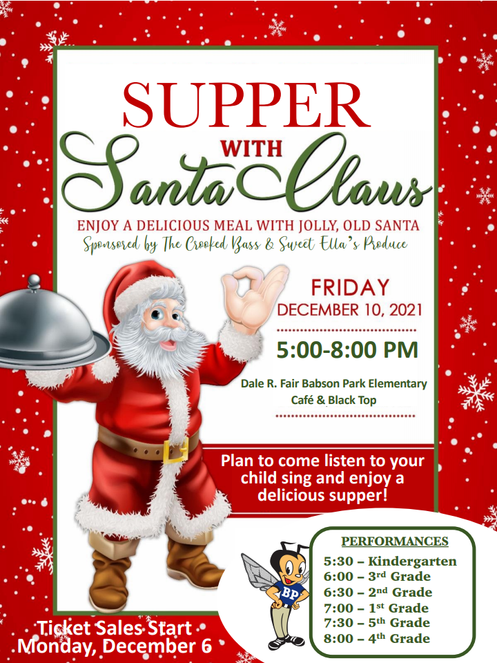 Supper with Santa Claus information.