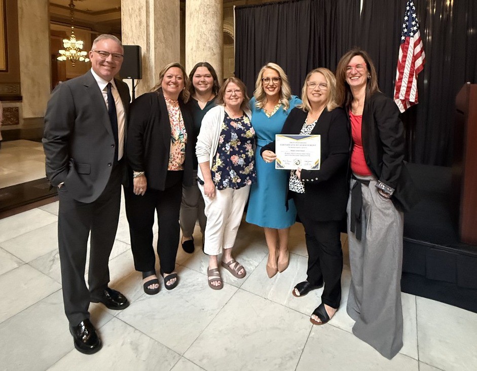 MCS teachers and staff being recognized at the Indiana Statehouse for exceptional IREAD3 scores.