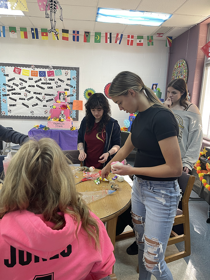 Students working on their altar