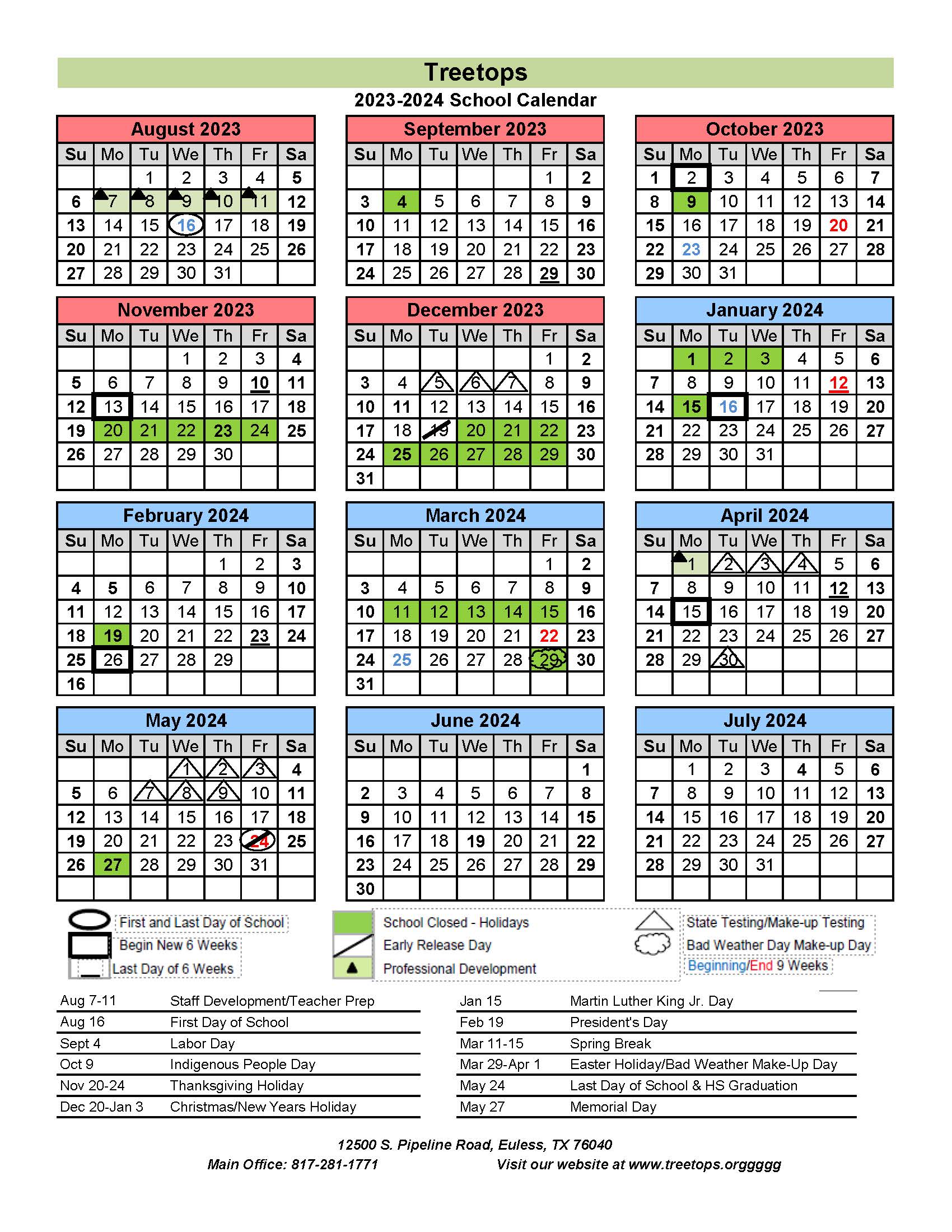 2023-2024 Board Approved Calendar
