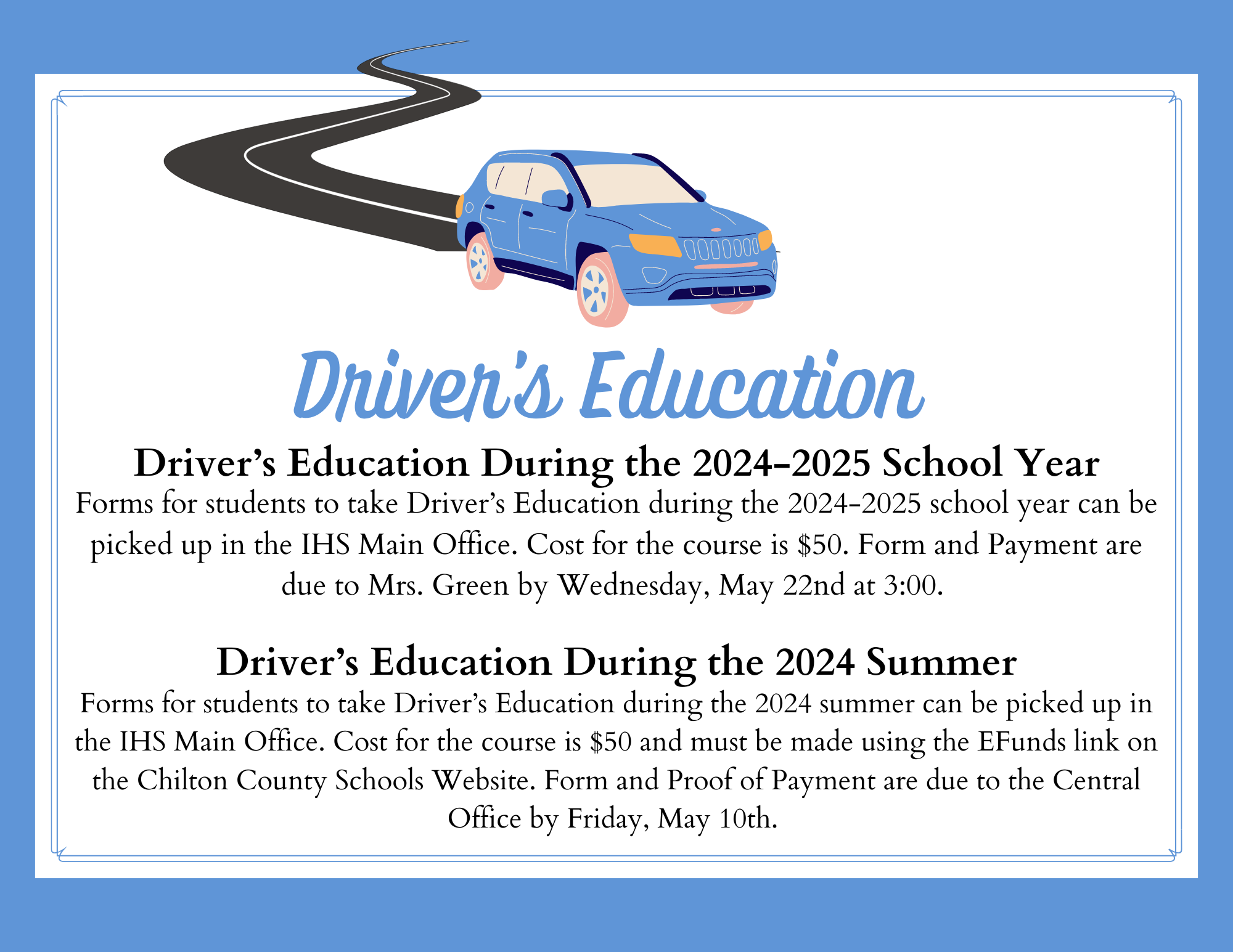 Driver's Education Flyer