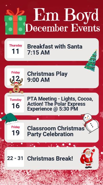 December Calendar of Events